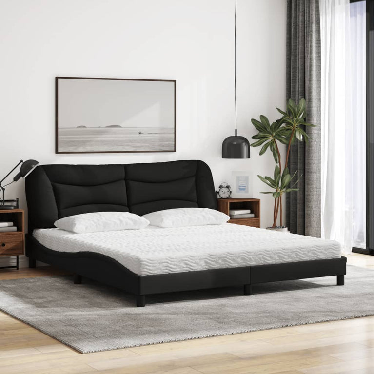 Bed met matras stof zwart 180x200 cm