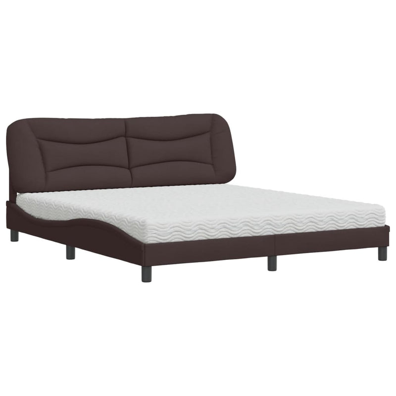 Bed met matras stof donkerbruin 180x200 cm