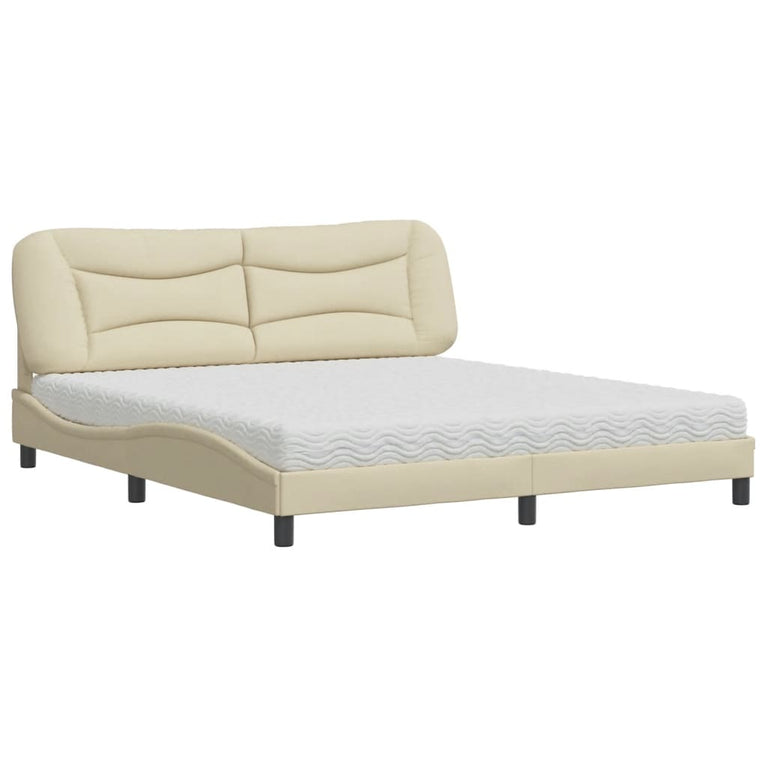 Bed met matras stof crèmekleurig 180x200 cm