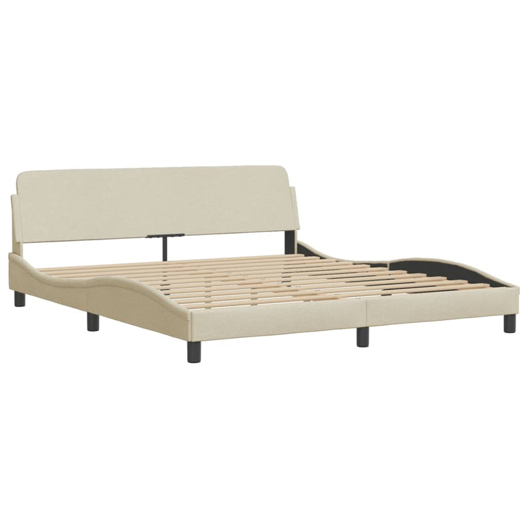 Bed met matras stof crèmekleurig 180x200 cm