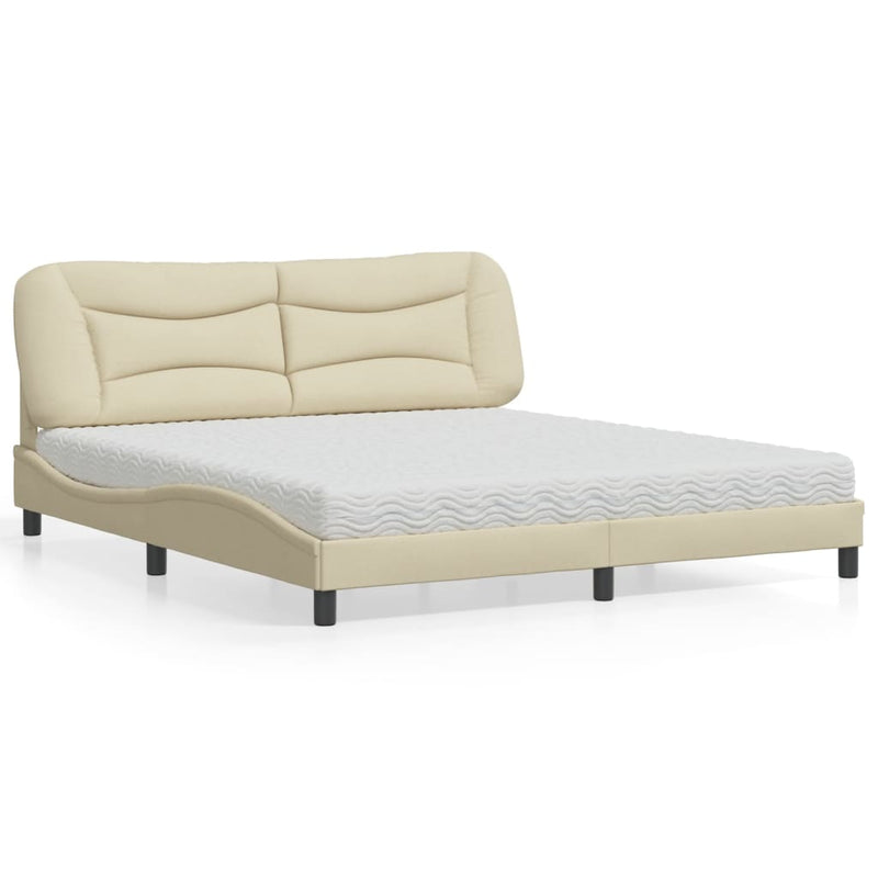 Bed met matras stof crèmekleurig 180x200 cm