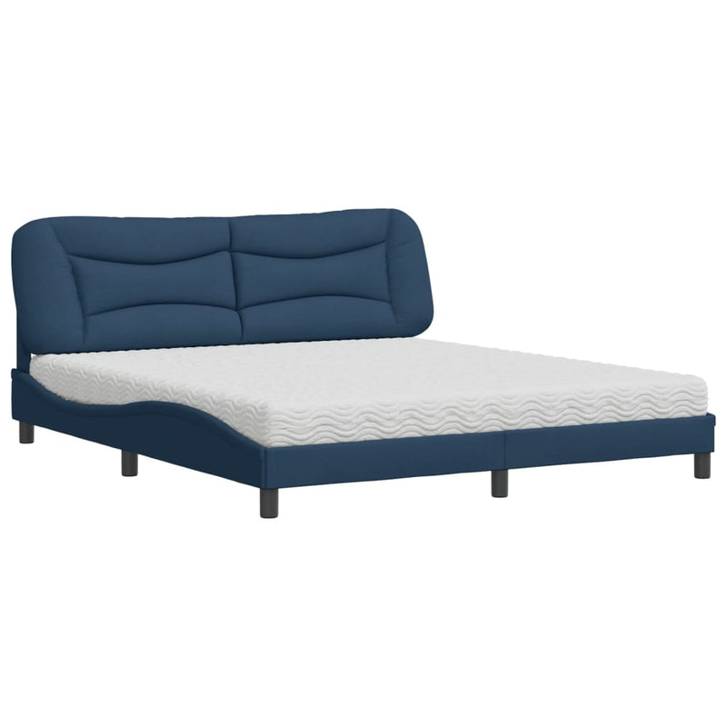 Bed met matras stof blauw 180x200 cm