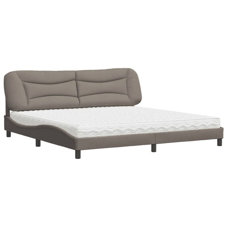 Bed met matras stof taupe 200x200 cm