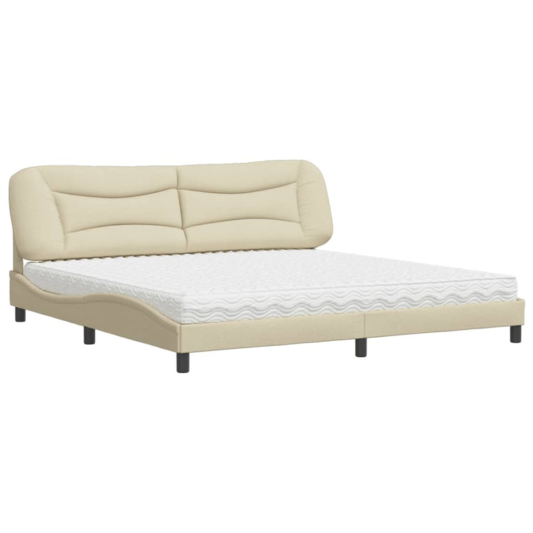 Bed met matras stof crèmekleurig 200x200 cm