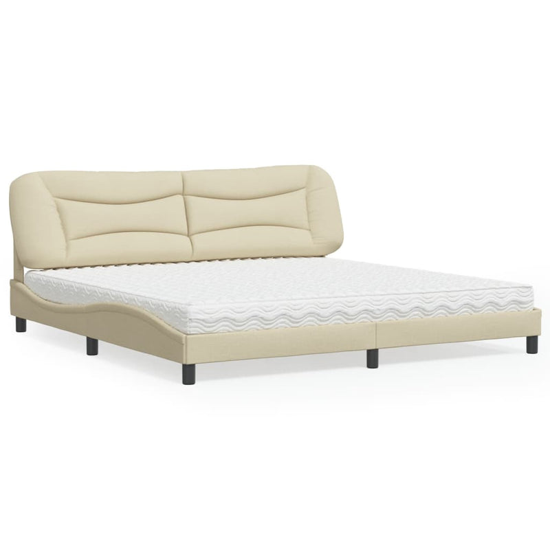 Bed met matras stof crèmekleurig 200x200 cm