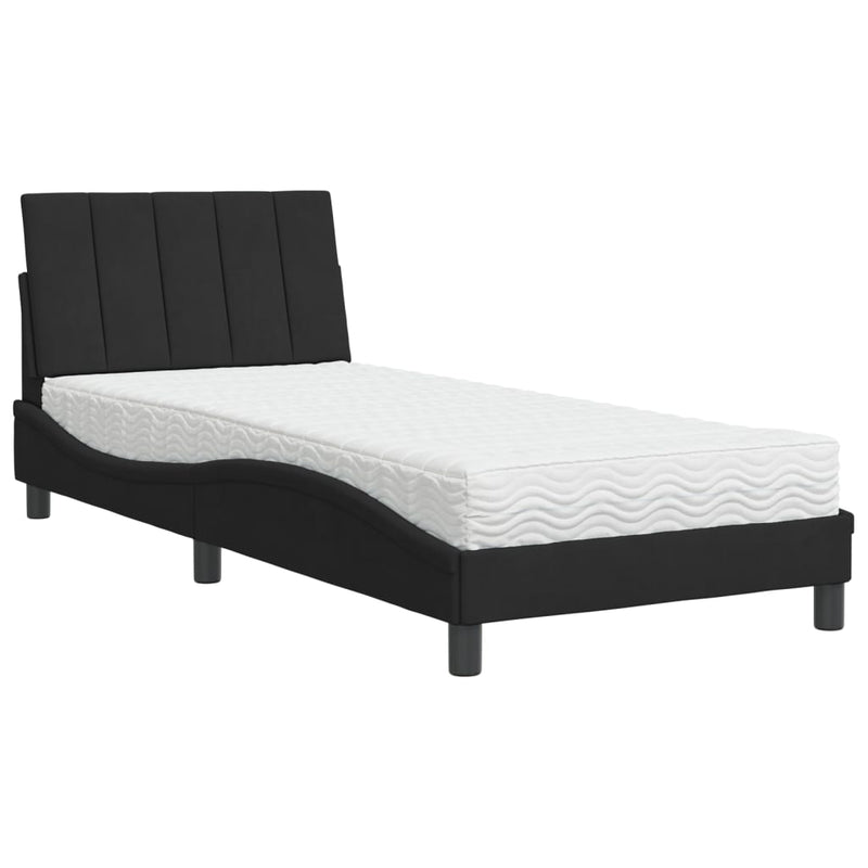 Bed met matras fluweel zwart 80x200 cm