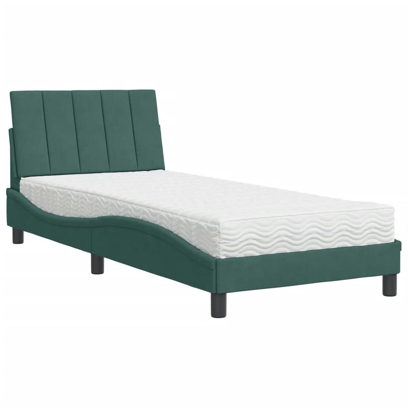Bed met matras fluweel donkergroen 80x200 cm