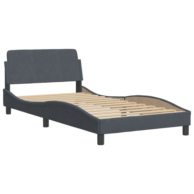 Bed met matras fluweel donkergrijs 100x200 cm