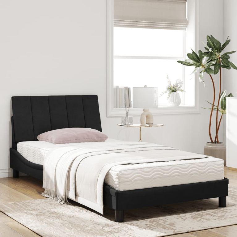 Bed met matras fluweel zwart 100x200 cm