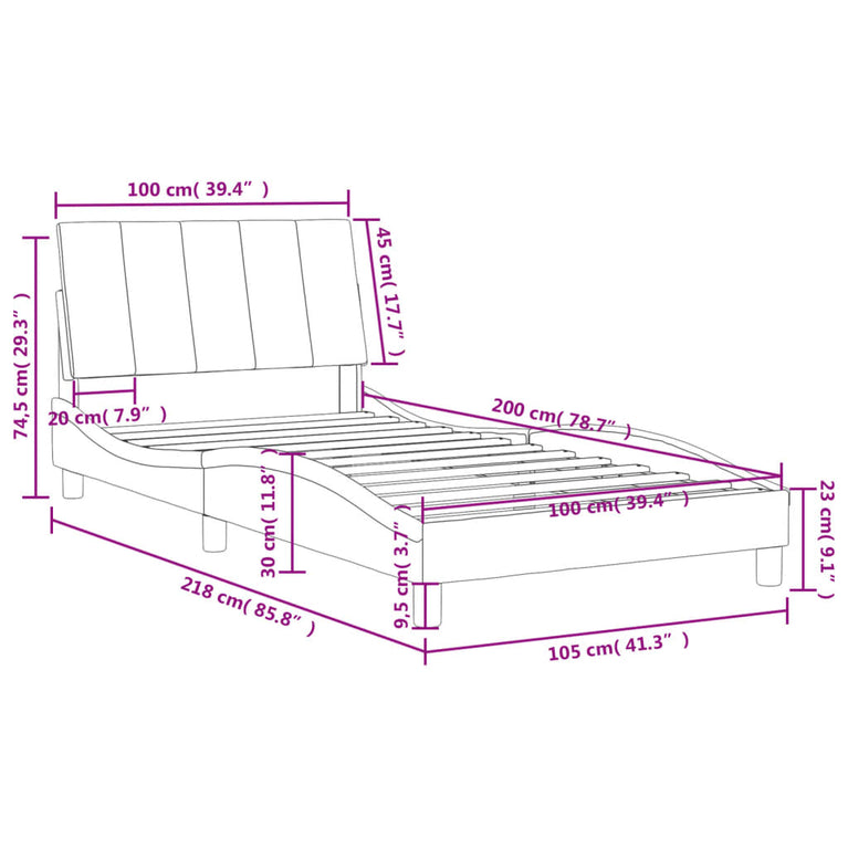 Bed met matras fluweel zwart 100x200 cm