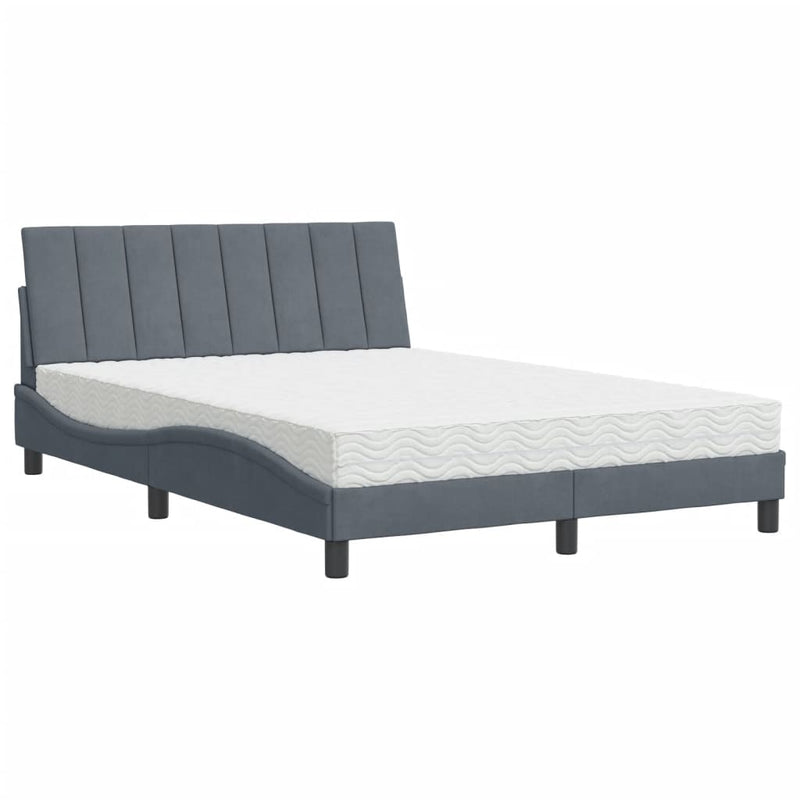 Bed met matras fluweel donkergrijs 120x200 cm