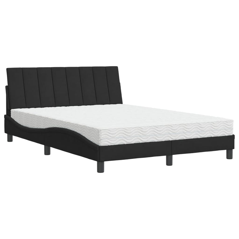 Bed met matras fluweel zwart 140x200 cm