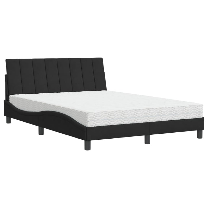 Bed met matras fluweel zwart 140x200 cm