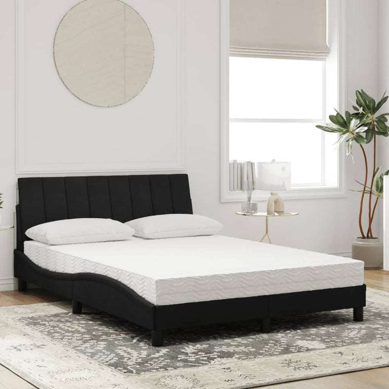 Bed met matras fluweel zwart 140x200 cm