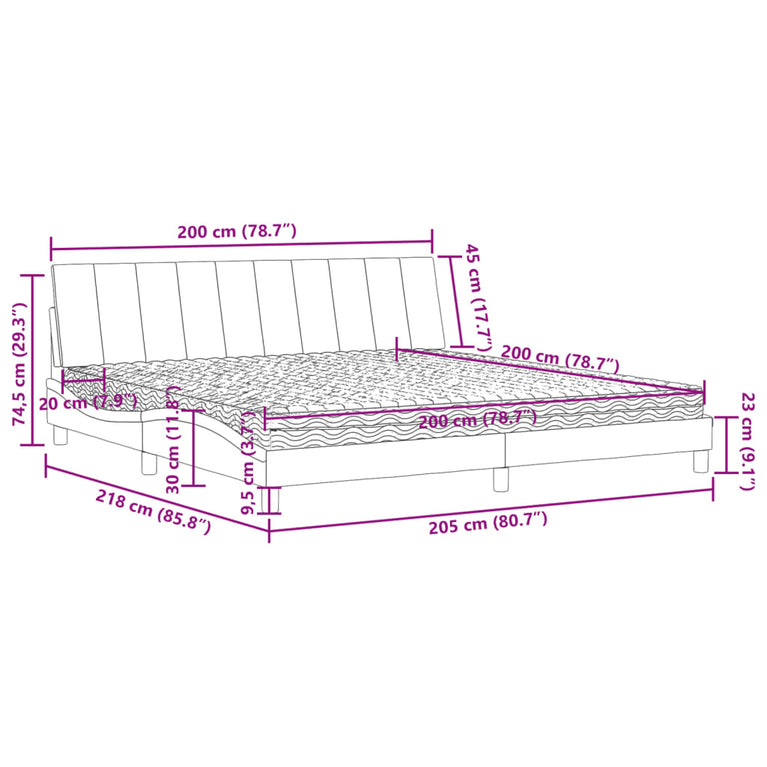 Bed met matras fluweel zwart 200x200 cm