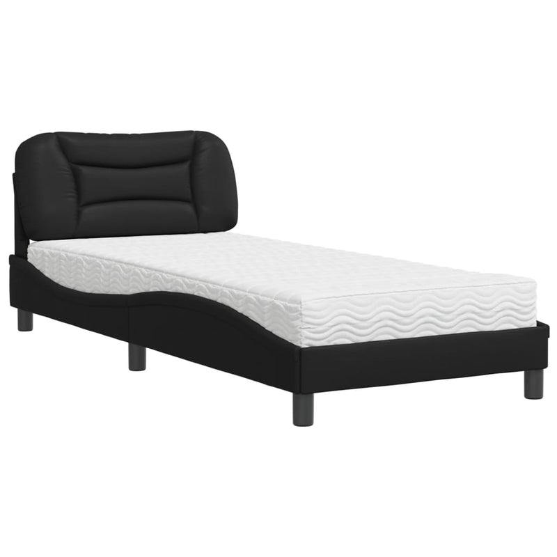 Bed met matras kunstleer zwart 80x200 cm