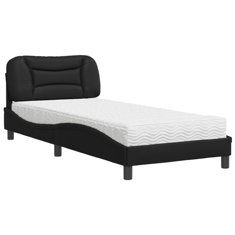 Bed met matras kunstleer zwart 90x190 cm