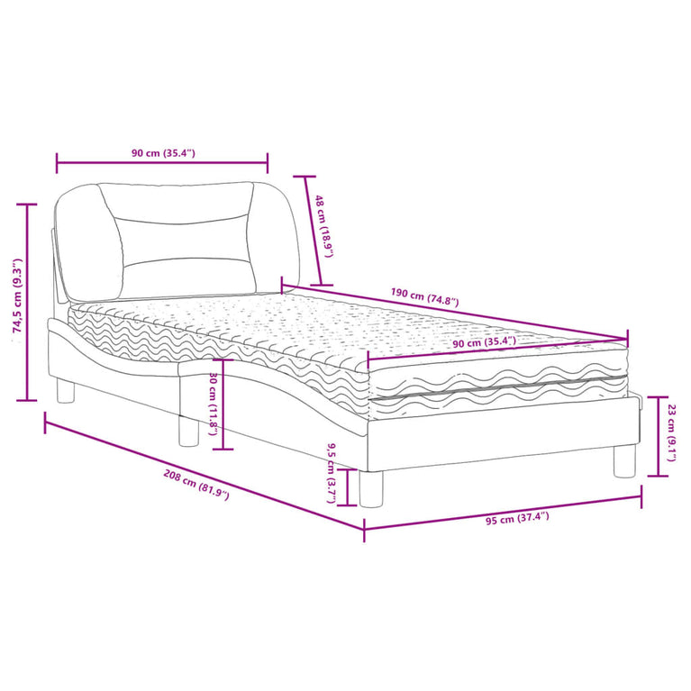 Bed met matras kunstleer zwart 90x190 cm