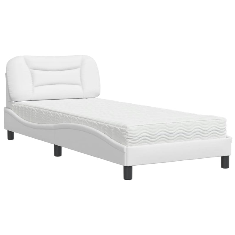 Bed met matras kunstleer wit 90x190 cm