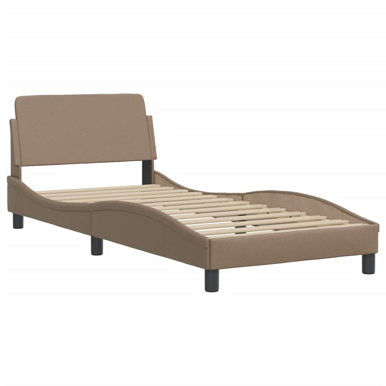 Bed met matras kunstleer cappuccinokleurig 90x190 cm
