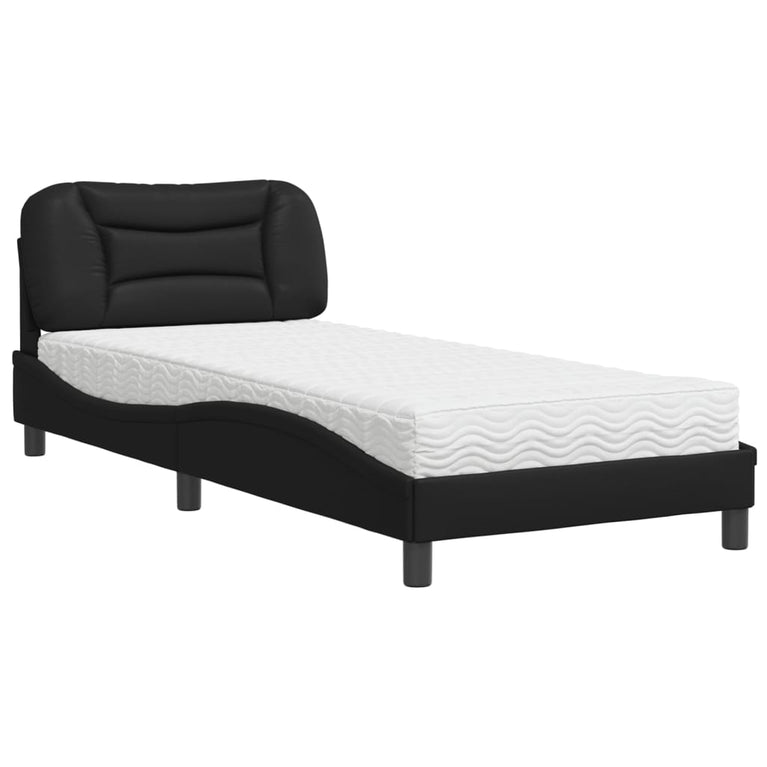 Bed met matras kunstleer zwart 90x200 cm