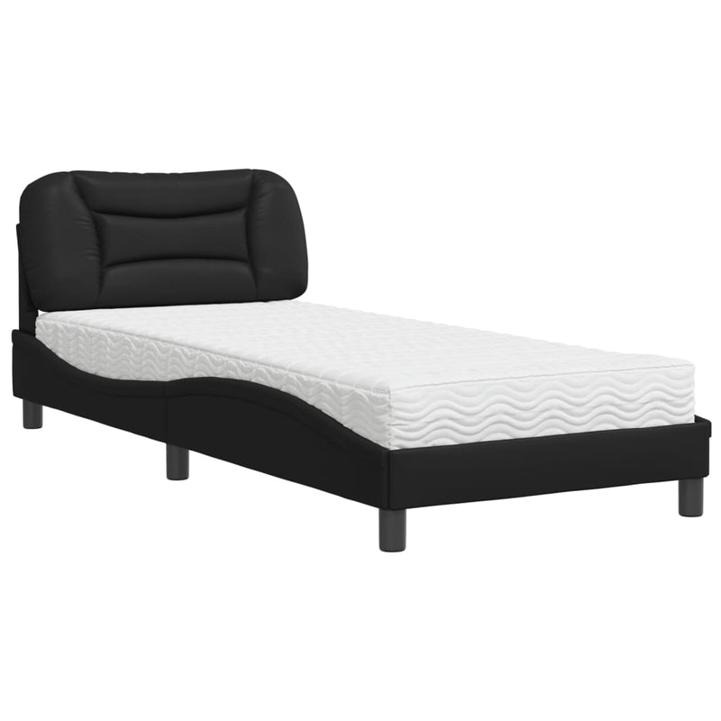 Bed met matras kunstleer zwart 90x200 cm