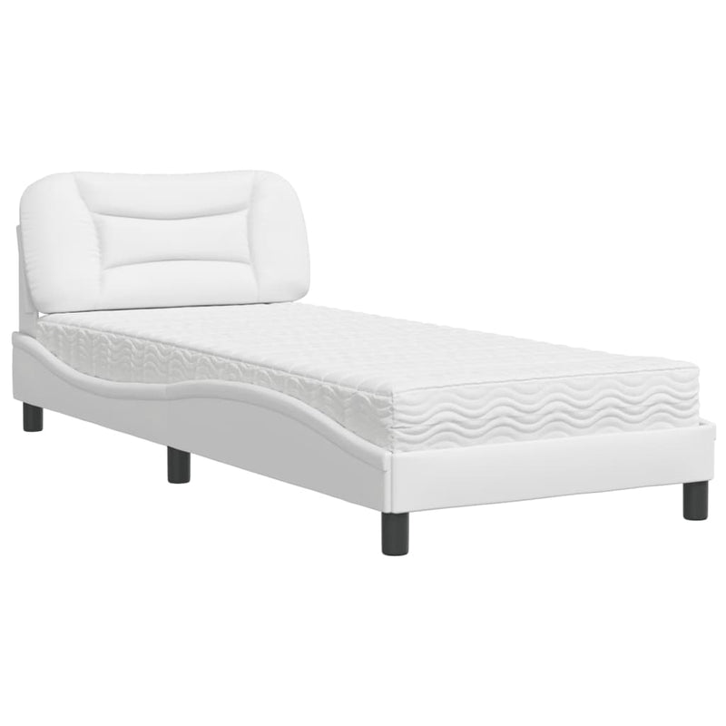 Bed met matras kunstleer wit 90x200 cm