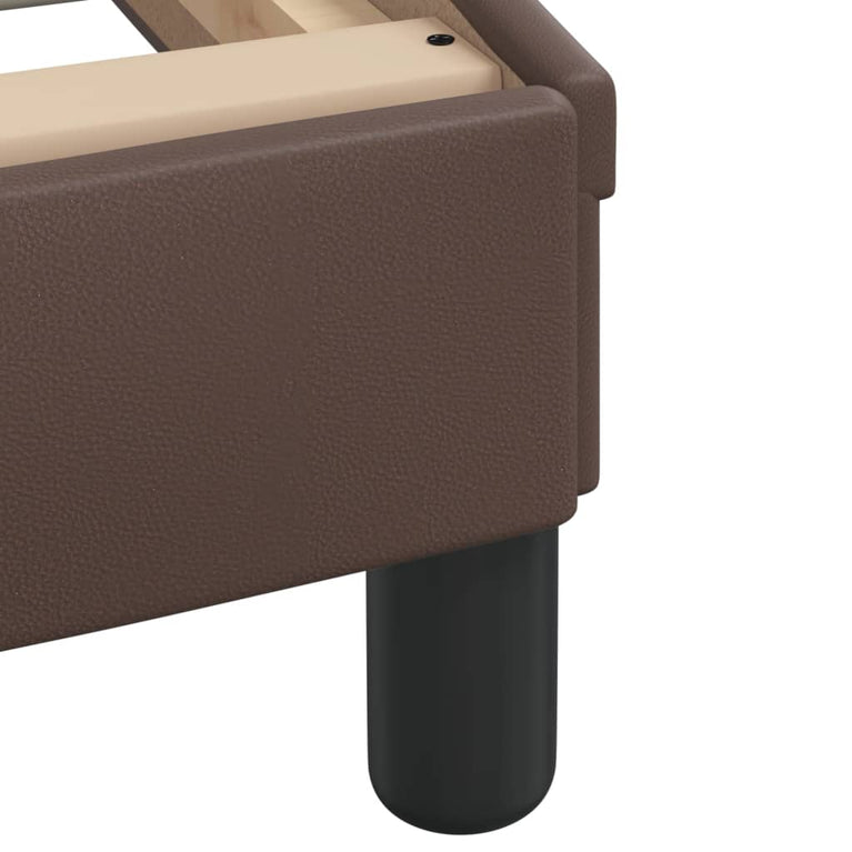 Bed met matras kunstleer bruin 90x200 cm