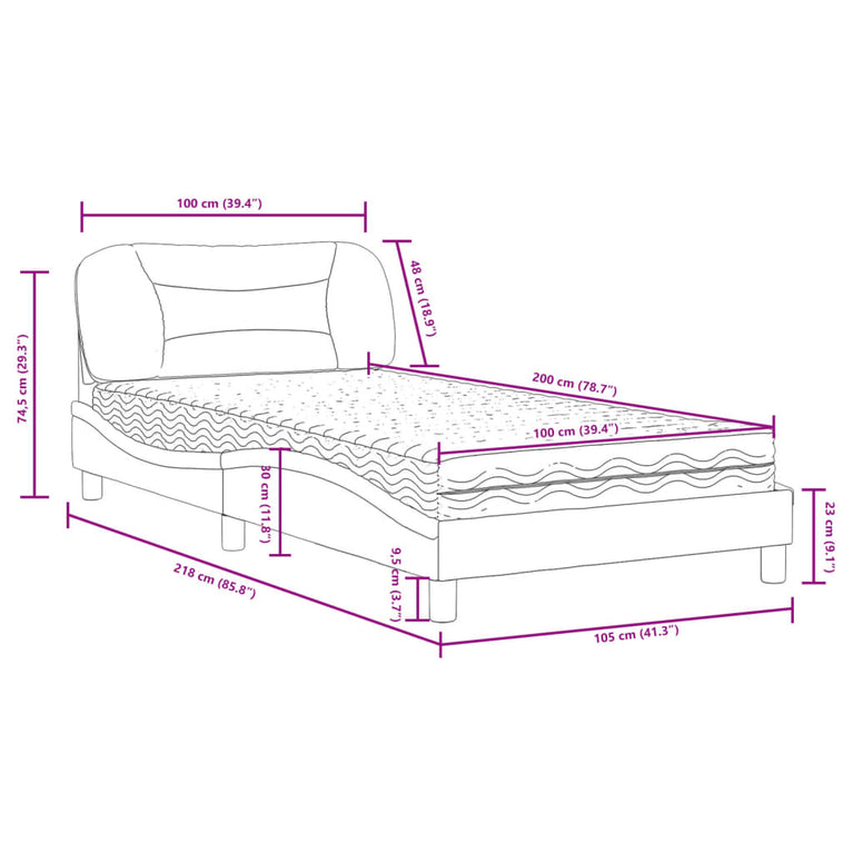 Bed met matras kunstleer zwart 100x200 cm