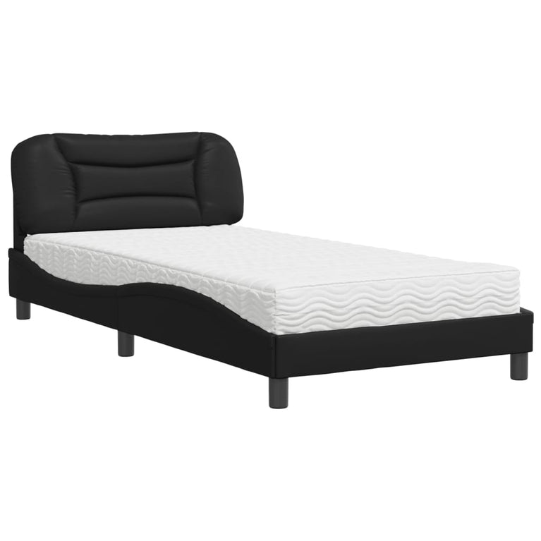 Bed met matras kunstleer zwart 100x200 cm