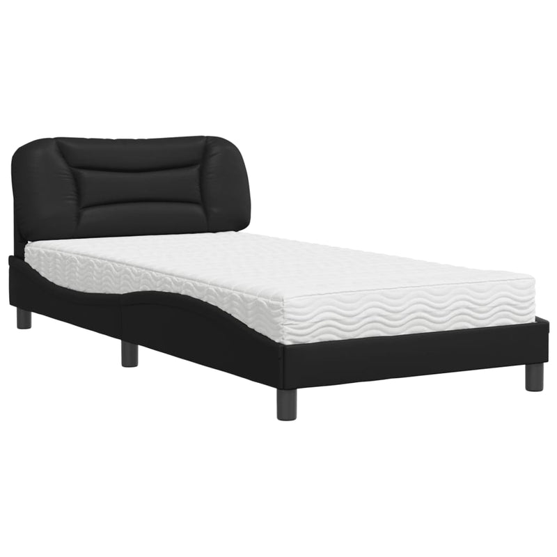 Bed met matras kunstleer zwart 100x200 cm