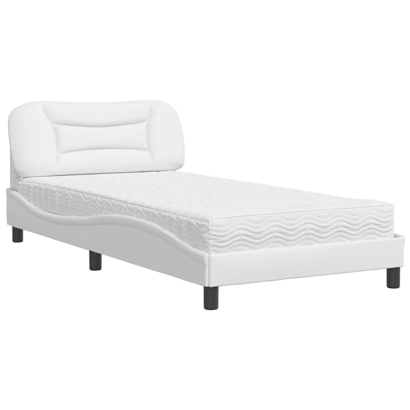 Bed met matras kunstleer wit 100x200 cm