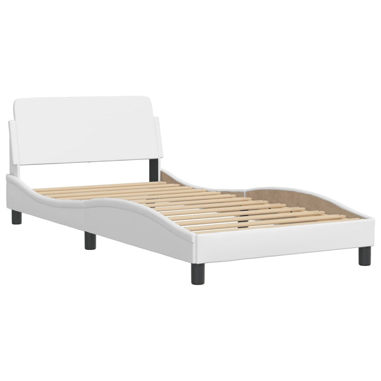 Bed met matras kunstleer wit 100x200 cm
