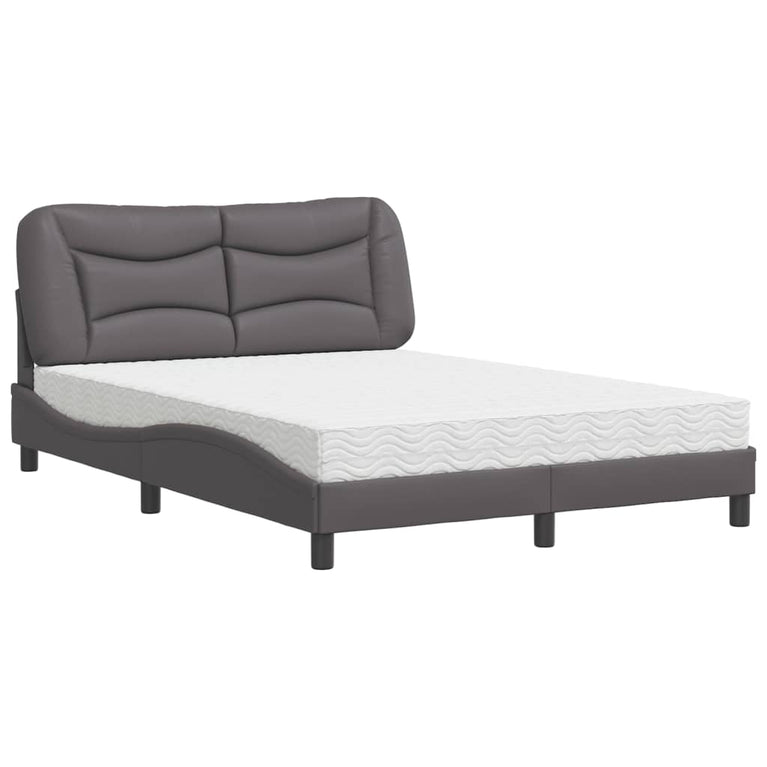 Bed met matras kunstleer grijs 120x200 cm