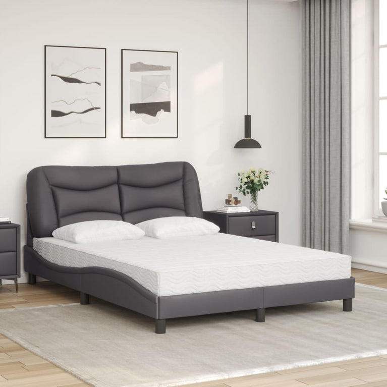 Bed met matras kunstleer grijs 120x200 cm