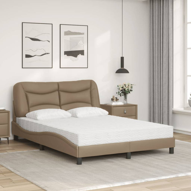 Bed met matras kunstleer cappuccinokleurig 120x200 cm