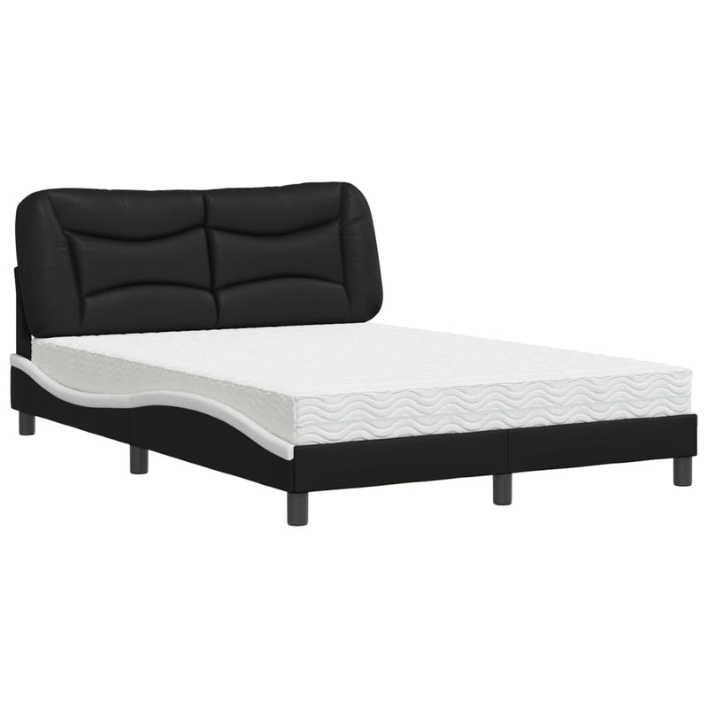 Bed met matras kunstleer zwart en wit 120x200 cm