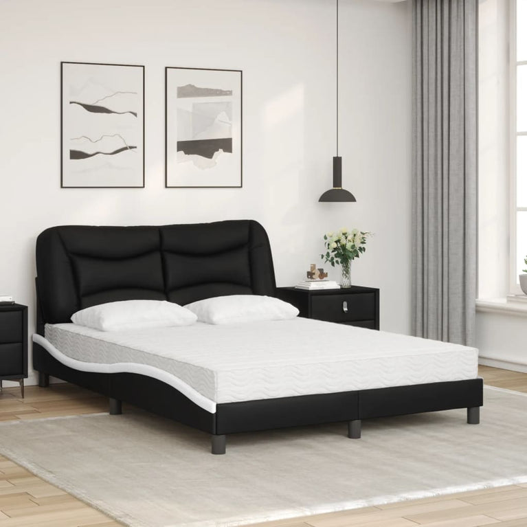Bed met matras kunstleer zwart en wit 120x200 cm