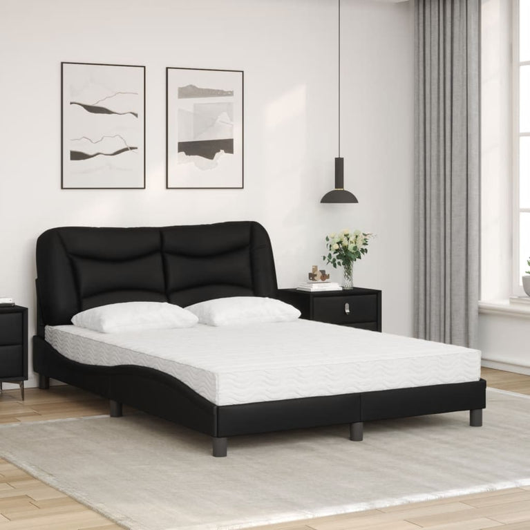 Bed met matras kunstleer zwart 140x190 cm