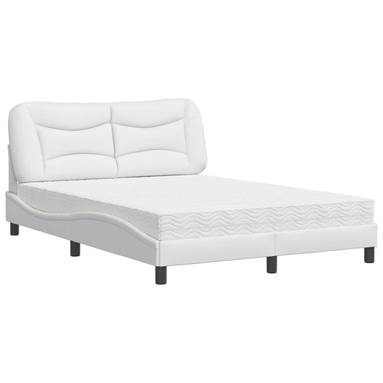 Bed met matras kunstleer wit 140x190 cm