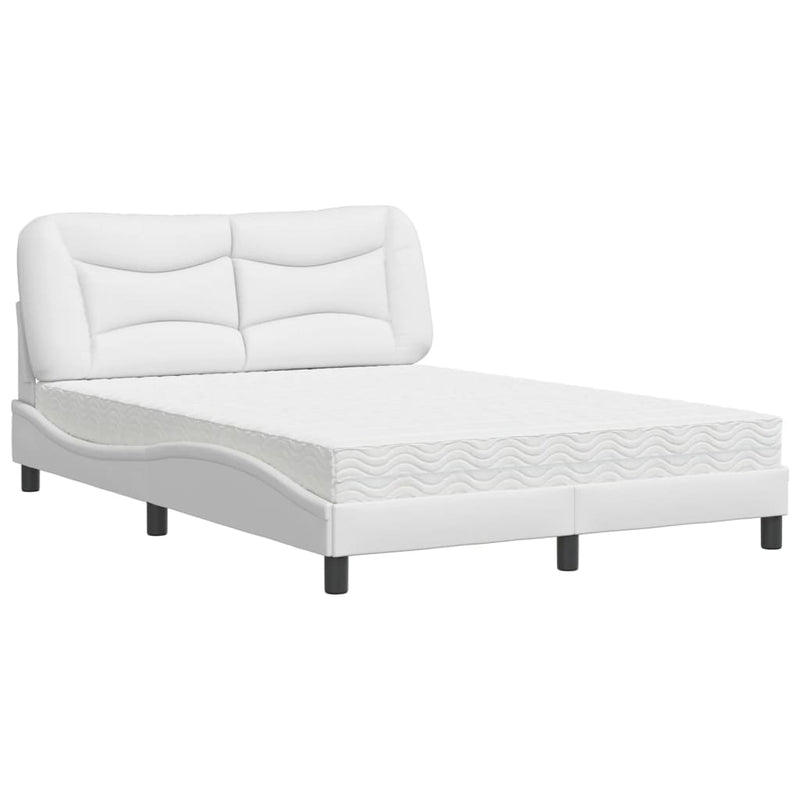 Bed met matras kunstleer wit 140x190 cm
