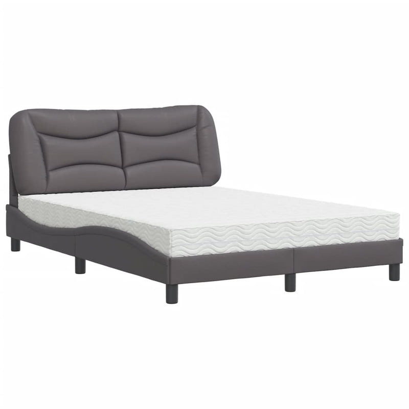 Bed met matras kunstleer grijs 140x190 cm
