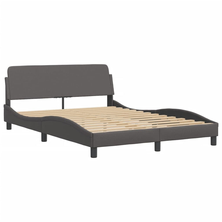 Bed met matras kunstleer grijs 140x190 cm