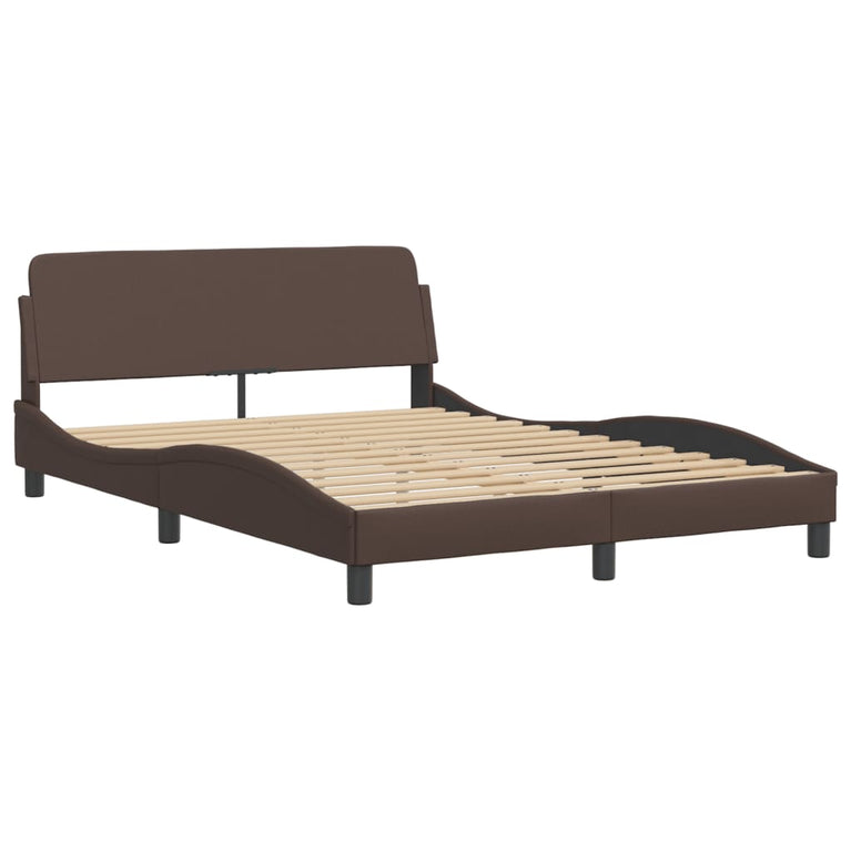 Bed met matras kunstleer bruin 140x200 cm