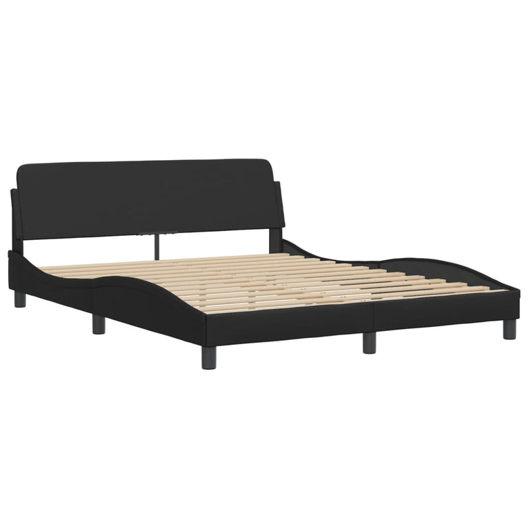 Bed met matras kunstleer zwart 160x200 cm