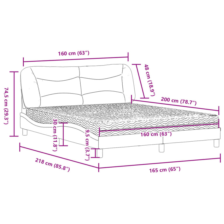 Bed met matras kunstleer grijs 160x200 cm