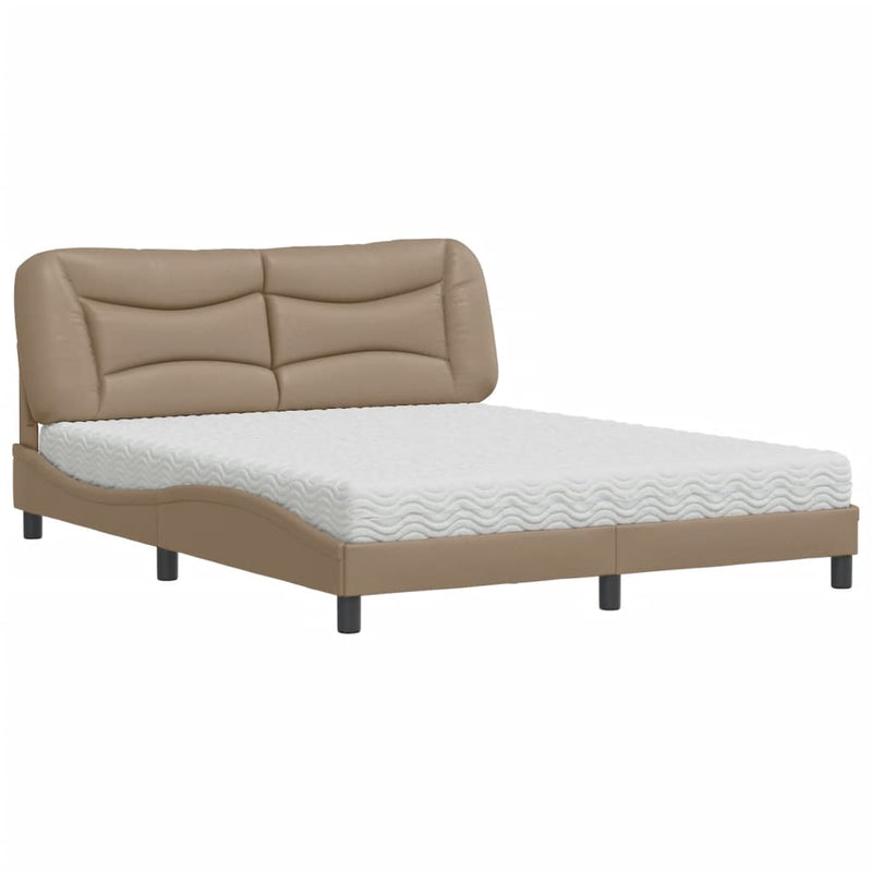 Bed met matras kunstleer cappuccinokleurig 160x200 cm