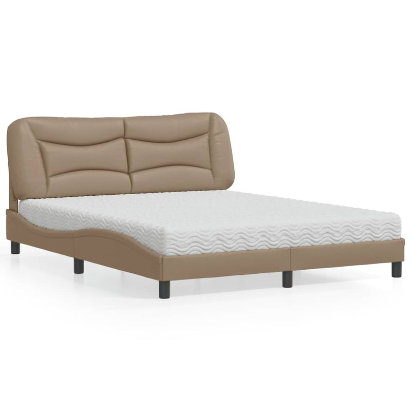 Bed met matras kunstleer cappuccinokleurig 160x200 cm