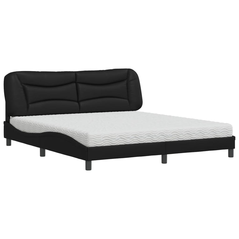 Bed met matras kunstleer zwart 180x200 cm