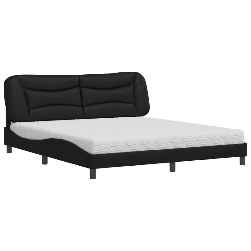 Bed met matras kunstleer zwart 180x200 cm